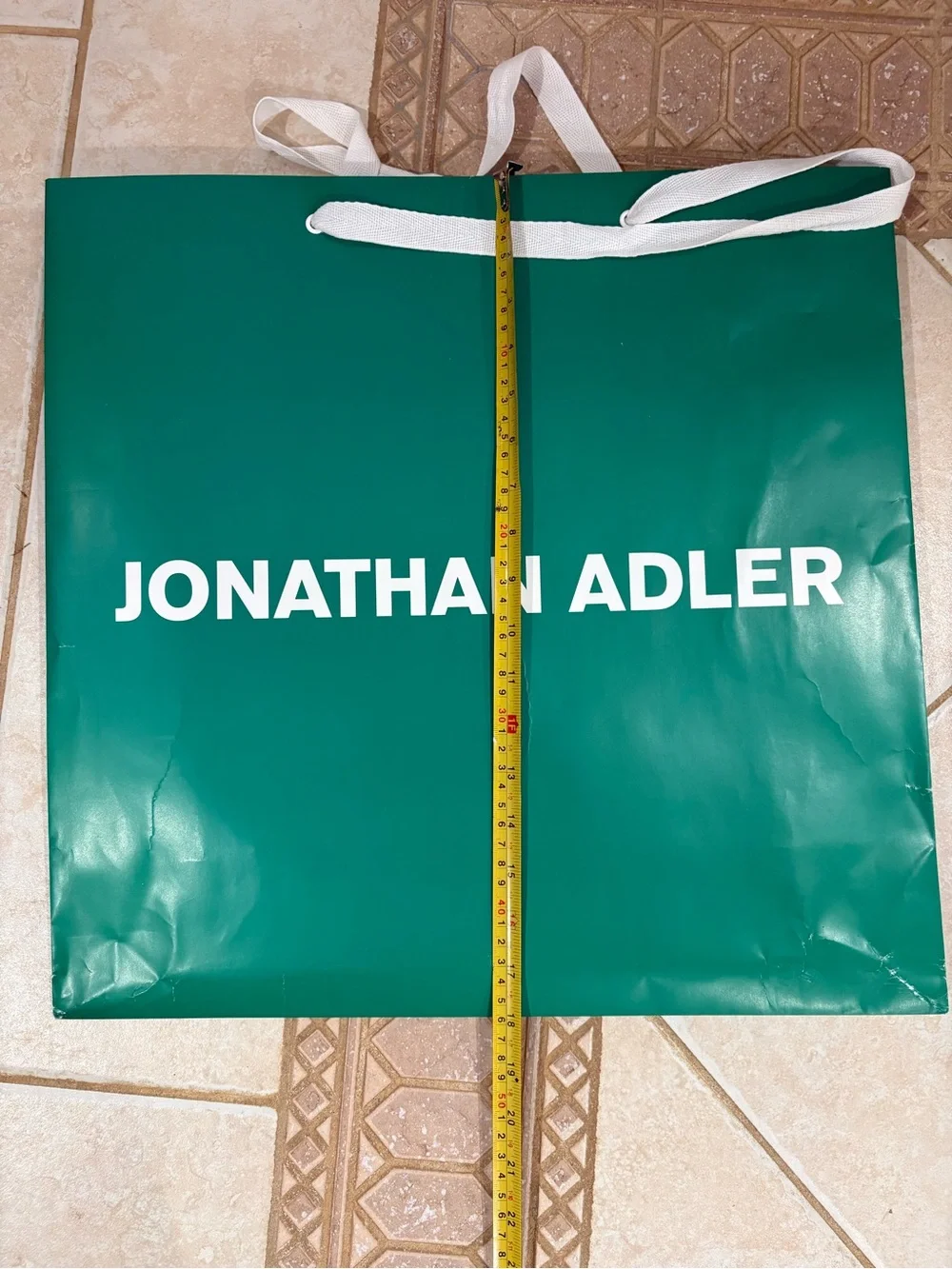 Jonathan Adler Emerald Green Gift Bag with White Logo